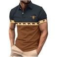 thumbnail image 1 of BinBiL Men's Golf Shirts Short Sleeve Striped Golf Golf Shirts Lightweight Casual Collared T Shirt Brown XXXL(XXXL), 1 of 5