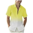 thumbnail image 1 of BinBiL Men's Gradient Print Button Down Shirts Casual Fashion Short Sleeve Lapel Shirts Summer Beach Vacation Blouses Tops Yellow 12(XXL), 1 of 3