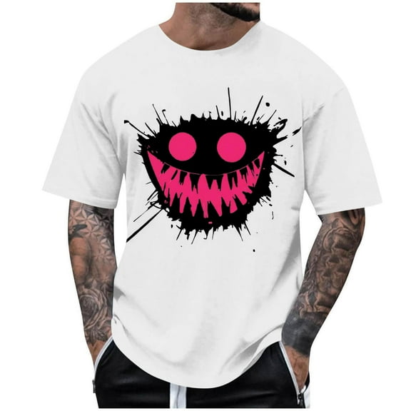 BinBiL Men’s Graphic T ShirtsShort Sleeve Urban Trendy Fashion Casual Tops Streetwear Hip Hop Hipster Tee White M(M)