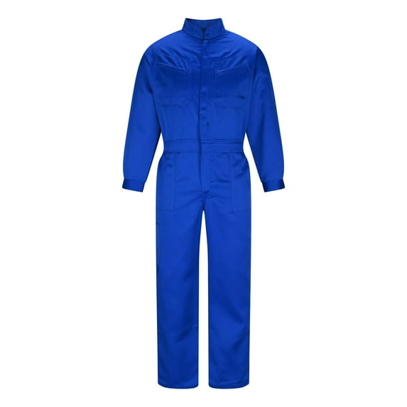 BinBiL Men's Long Sleeve Zip-Front Coverall Lightweight Work Coveralls Mechanic Overall Jumpsuit with Hood Blue 12(XXL)