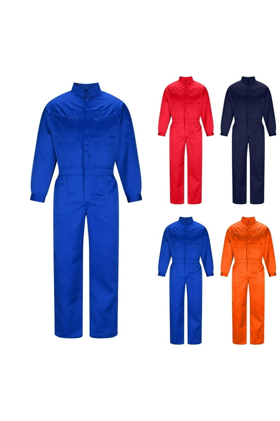 Men's Long Sleeve Zip-Front Coverall Lightweight Work Coveralls Mechanic Overall Jumpsuit with Hood Red 10(XL)