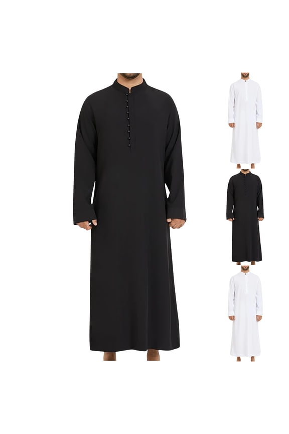 Men's Muslim Clothes Durable Kaftan Robe Dubai Long Gown Ethnic Clothes,1pc Soft Robe White 10(XL)