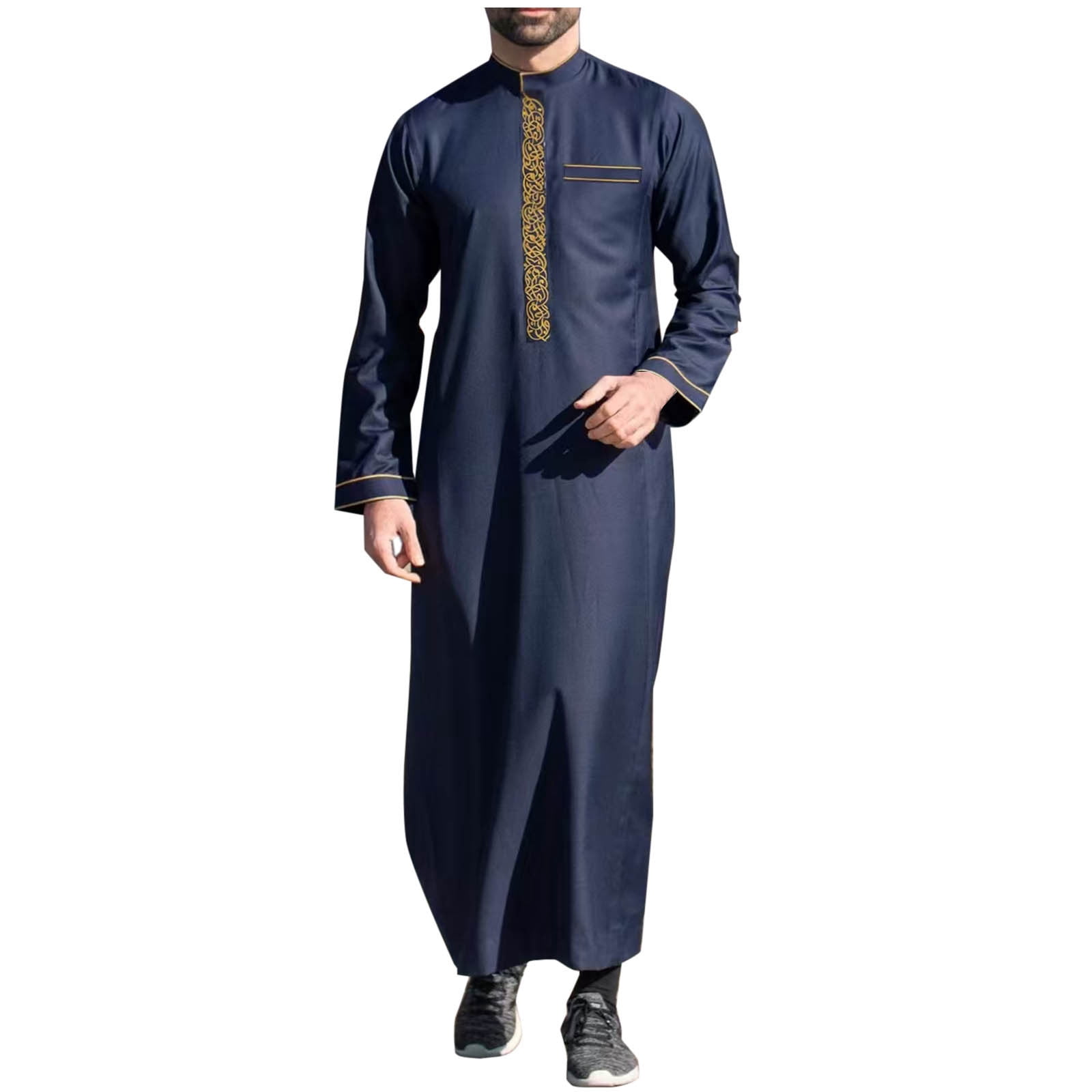 Middle Robe BinBiL Men's Muslim Robe Arab Middle Robe Long Style Long Sleeve ...