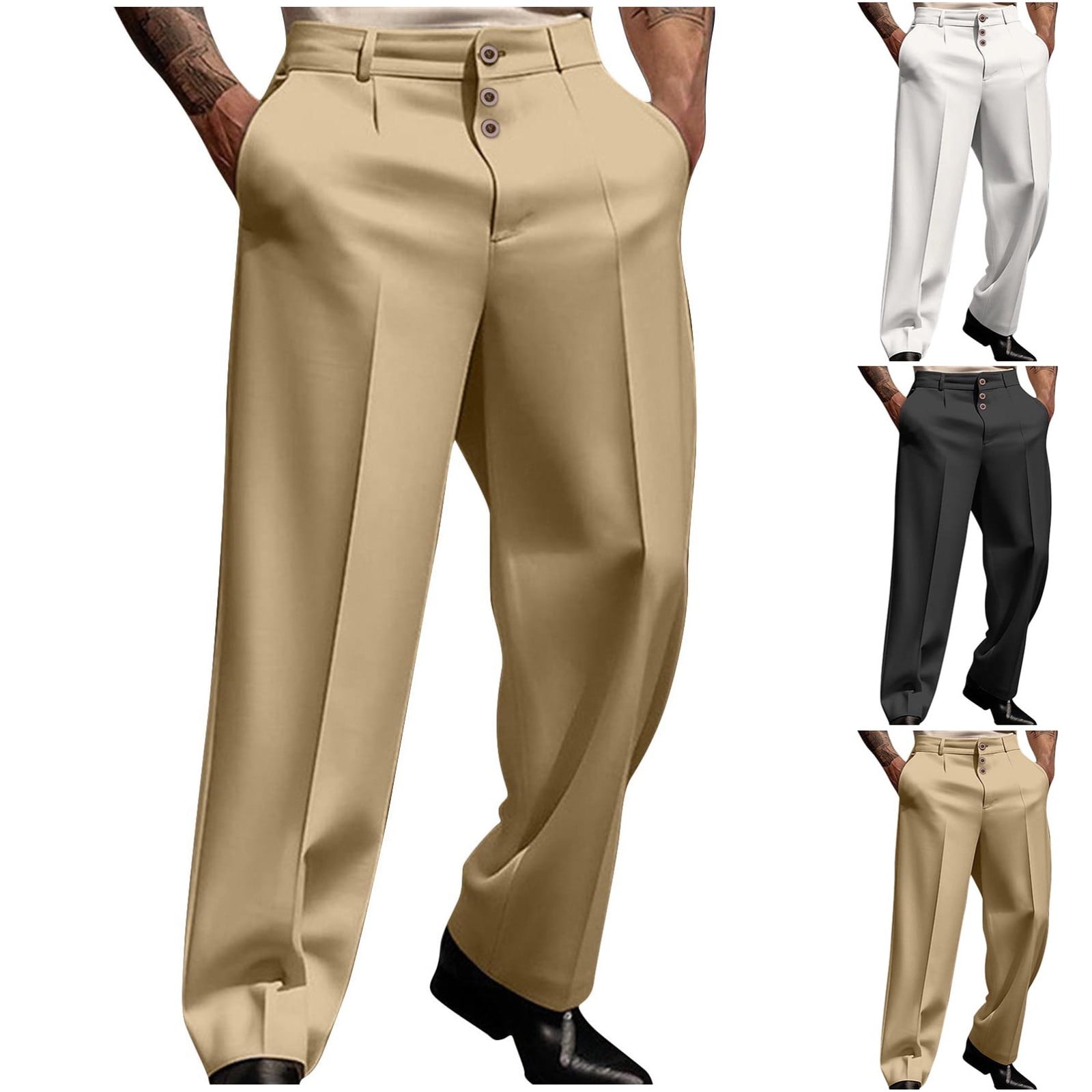 Men's Full Size Side Button Wide Leg Pants Plus Size