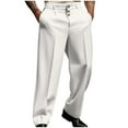 thumbnail image 1 of BinBiL Men's Pleated High Waist Wide Leg Pants Loose Fit Casual Pants with Pocket White 4(S), 1 of 5