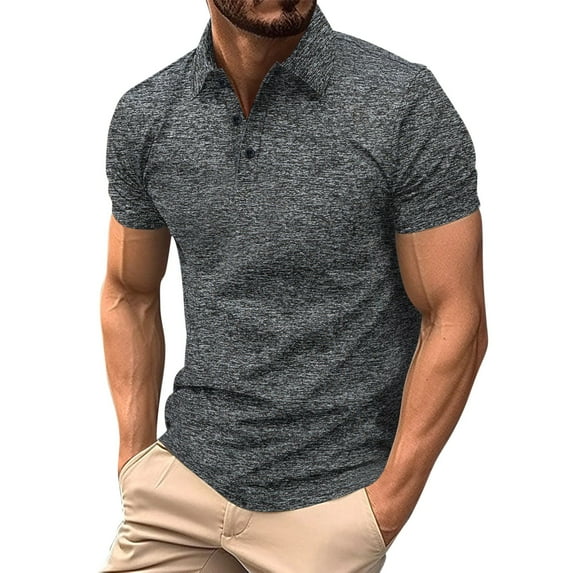 BinBiL Men's Polo Shirts with Pocket Short Sleeve Quick Dry Moisture Wicking Golf Shirts Business Casual Work Polos Dark Gray S(S)