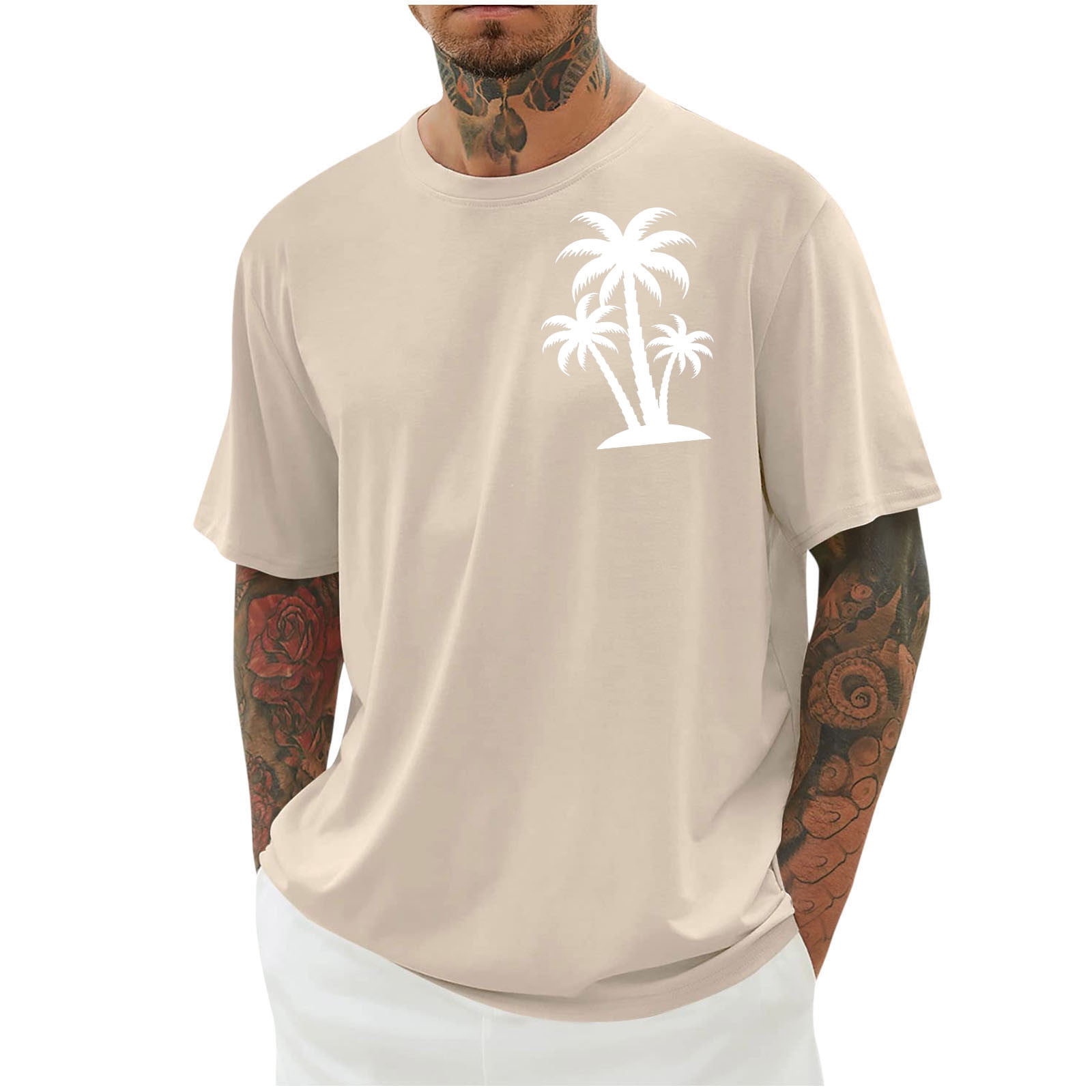 BinBiL Men's Short Sleeves T-Shirts Plus Size Fashion Hawaiian Print ...