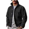 thumbnail image 1 of BinBiL Men's Solid Color Lapel Denim Work Button Coat Long-Sleeved Hoodless Casual Jacket with Pocket, Black 10(XL), 1 of 6
