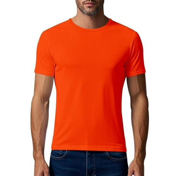 BinBiL Men's Swim Shirt Short Sleeve UPF 50+ Sun Protection SPF UV Moisture Wicking Lightweight Quick Dry Rash Guard Orange S(S)