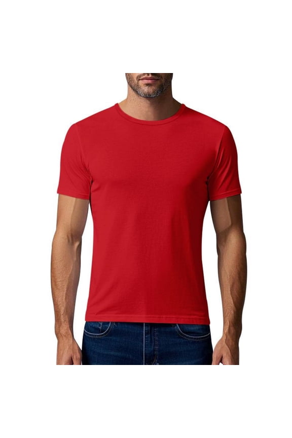 Crew Neck Tees Premium Men's T-Shirts - Soft and Fit Mens T-Shirt - Casual Stylish Tee for Men Red XXXXL(XXXXL)