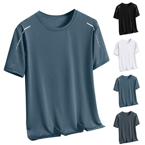 BinBiL Men's T Shirts Summer Loose Ice Silk Quick Drying High Elasticity Sports Short Sleeved Shirt for Comfortable White XL(XL)