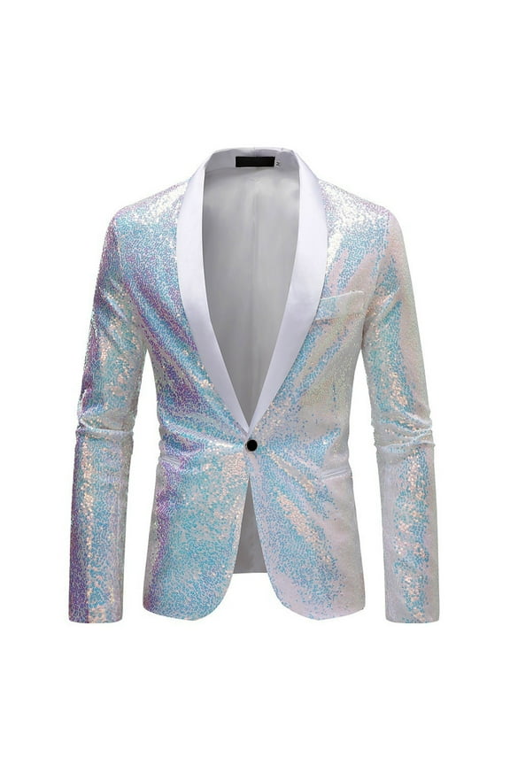 Men's Tuxedo Jacket Slim Fit Shawl Lapel Blazer One Button Suit Jackets for Party Prom Wedding Dinner White XXL(XXL)