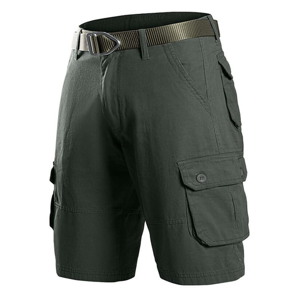 BinBiL Men's Twill Cargo Shorts Below Knee Cotton Relaxed Fit Casual Multi-Pocket Dark Gray 31(31)