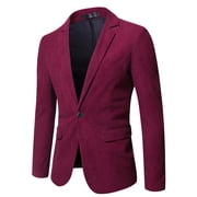 BinBiL Mens Blazer Casual Two Button Cotton-Linen Sport Coat Lightweight Plaid Suit Jackets Long Winter Coats for Men