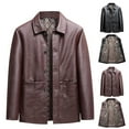 thumbnail image 1 of BinBiL Mens Classic Winter Leather Car Coat Button Up Real Lambskin Long Jacket Brown XL(XL), 1 of 8