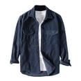 thumbnail image 1 of BinBiL Mens Corduroy Shirts Casual Lapel Collar Button Down Corduroy Shacket Jacket Navy 12(XXL), 1 of 4