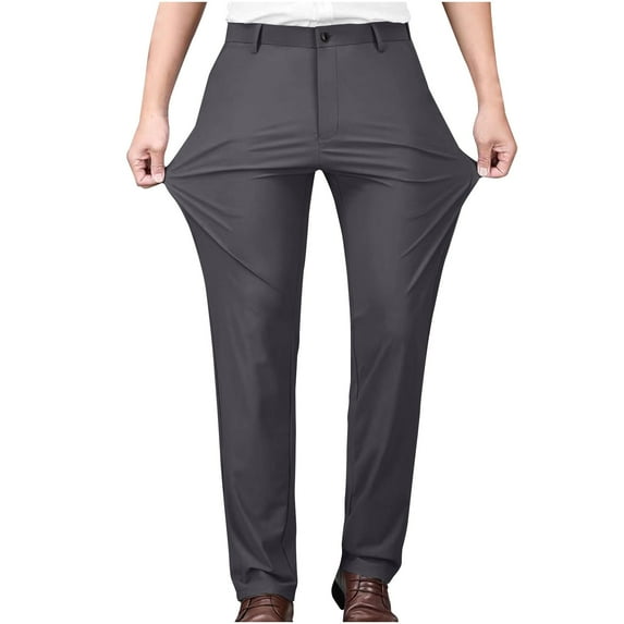 BinBiL Mens Golf Pants Stretch Dress Pants Quick Dry Water Resistant Lightweight Flat Front Work Pants Moisture Wicking Gray XXXXL 40