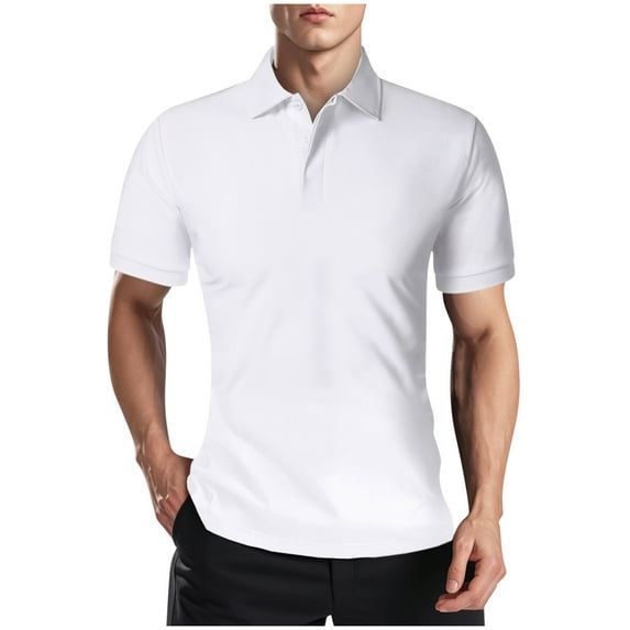 BinBiL Mens Golf Shirt Moisture Wicking Quick-Dry Solid Short Sleeve Golf Shirts for Men White S(S)