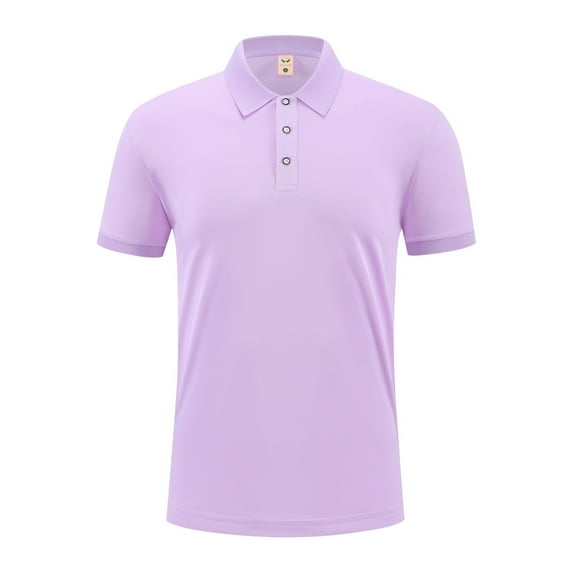 BinBiL Mens Golf Shirts Casual Short Sleeve Athletic T-Shirts Classic Contrast Collar Shirt with Pocket Purple S(S)