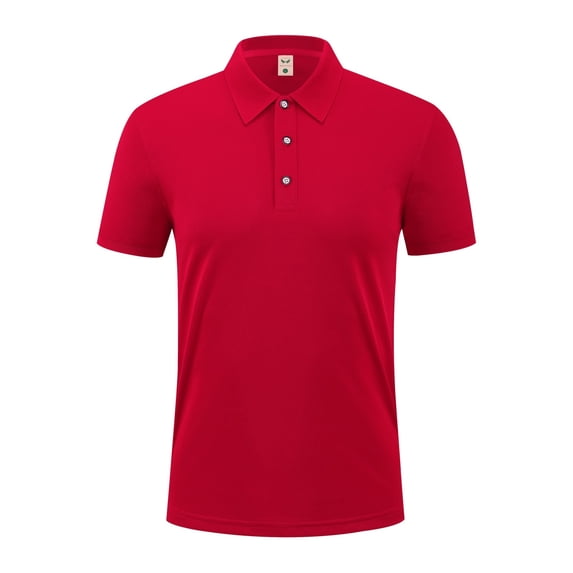 BinBiL Mens Golf Shirts Casual Short Sleeve Athletic T-Shirts Classic Contrast Collar Shirt with Pocket Red M(M)