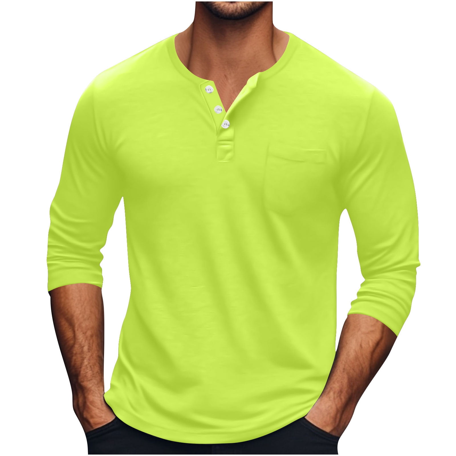 COOFANDY Men's Slim Fit Henley Shirt - Long Sleeve, 4 Buttons, Casual Pullover Top - View #3