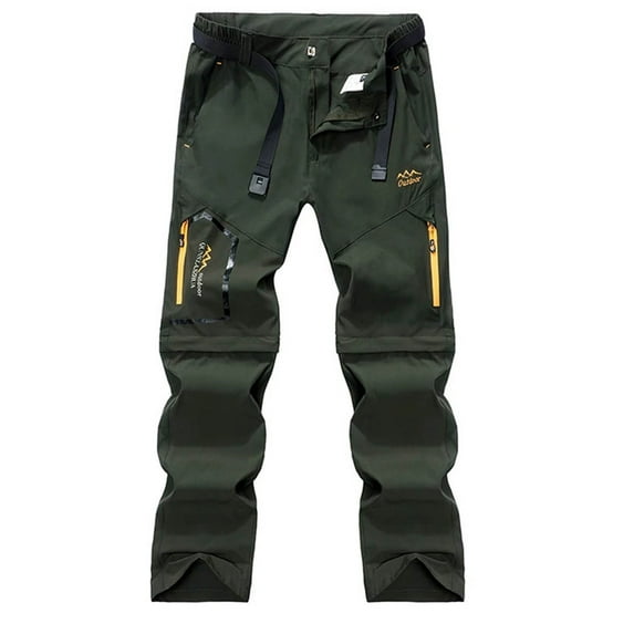 BinBiL Mens Hiking Cargo Pants Lightweight Quick Dry Convertible Zip off Waterproof Travel Fishing Climbing Work Pants for Men Army Green 4(S)