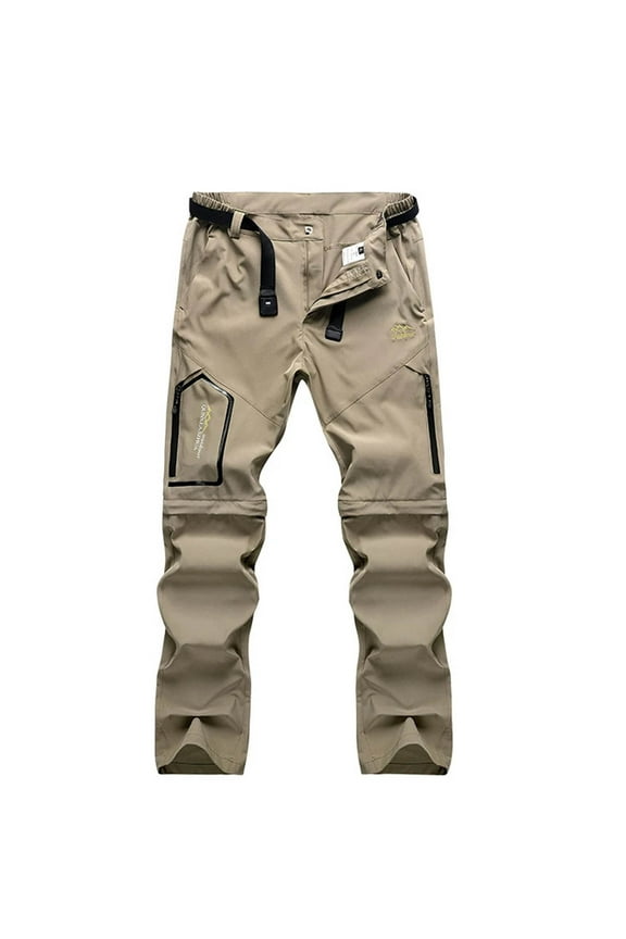 Mens Hiking Cargo Pants Lightweight Quick Dry Convertible Zip off Waterproof Travel Fishing Climbing Work Pants for Men Khaki 6(M)