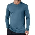 thumbnail image 1 of BinBiL Mens Long Sleeve Workout Shirts Moisture Wicking Running Athletic Sport Performance T-Shirt Lightweight SPF Sun Shirt Dark Blue 8(L), 1 of 7