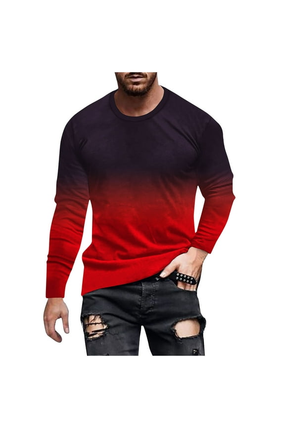 Mens Long Sleeve Workout Shirts Moisture Wicking Running Athletic Sport Performance T-Shirt Lightweight SPF Sun Shirt Red 8(XL)
