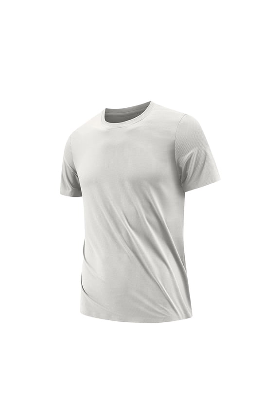 Mens Plain Cotton Shirts Short Sleeve Casual Crew Neck T-Shirts Hipster Hip Hop Longline Tees Drop Cut Curved Hem Gray M(M)