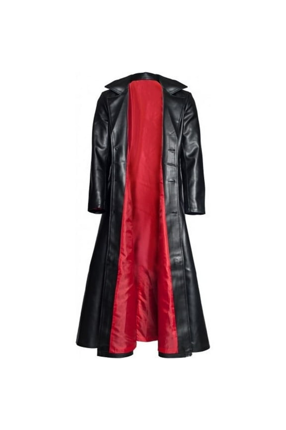 Mens Retro Leather Vintage Long Coat Trench Steampunk Gothic Jacket Overcoat Fashion Leather Gothic Black M(M)