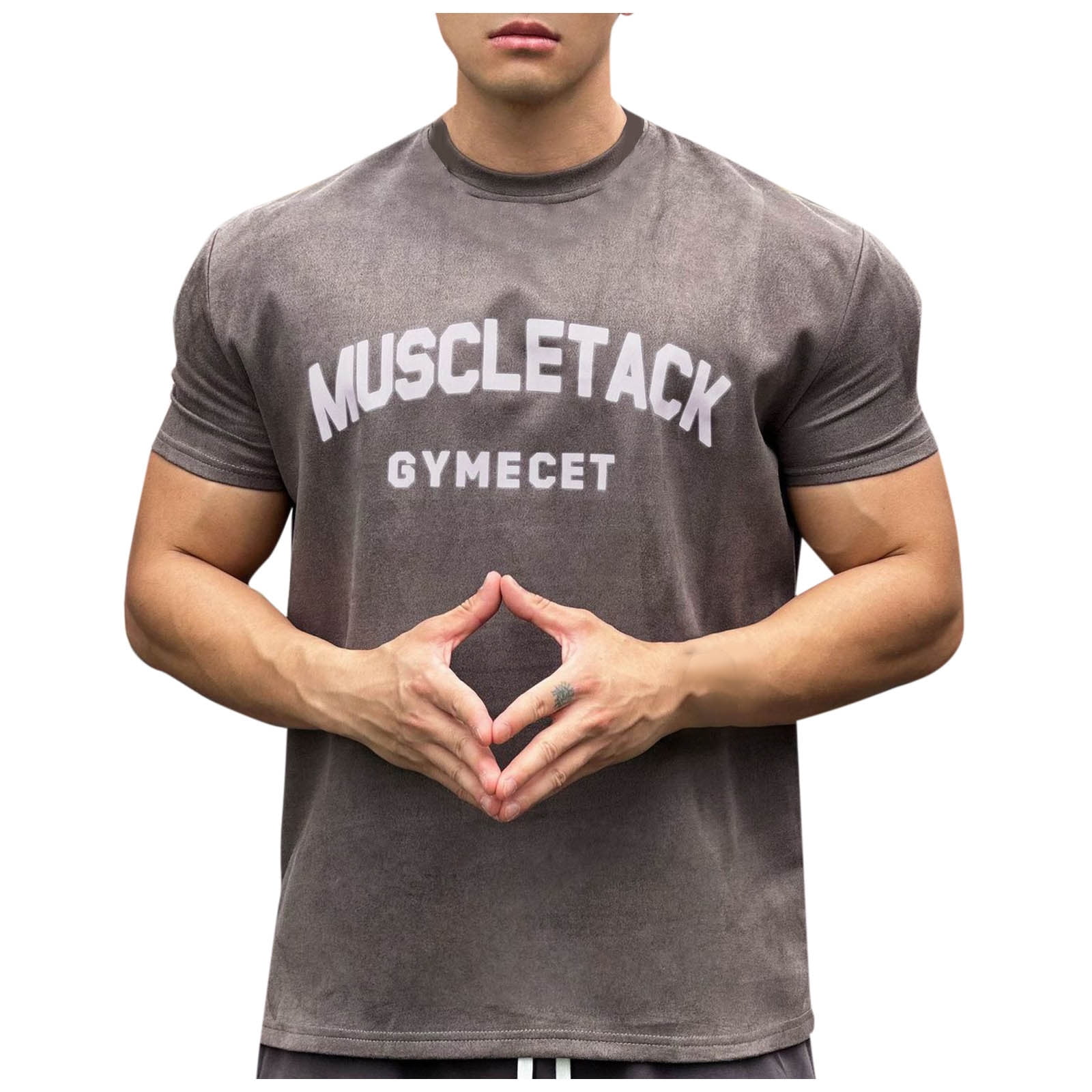 BinBiL Mens Stylish Muscle T-Shirts Funny Letter Print Workout Tee ...