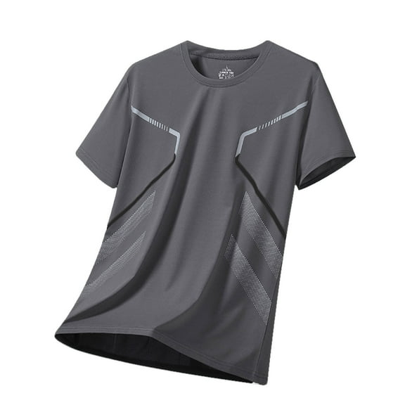 BinBiL Mens T-Shirts Lightweight Sports Breathable Loose Fit Round Neck Casual Top Summer Wear Dark Gray XL(XL)