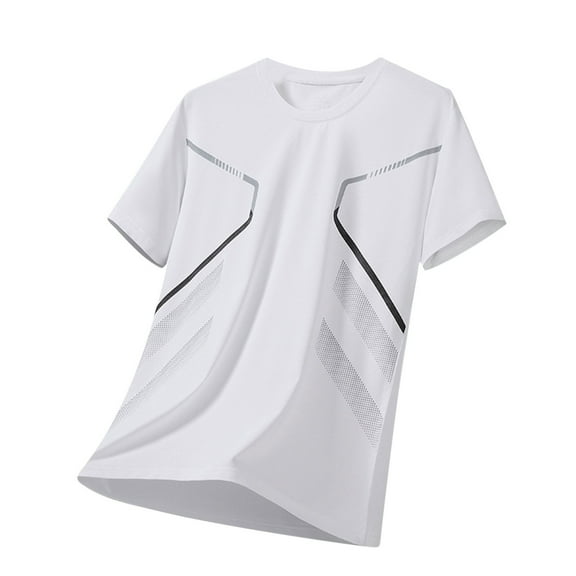 BinBiL Mens T-Shirts Lightweight Sports Breathable Loose Fit Round Neck Casual Top Summer Wear White M(M)