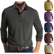 BinBiL Mens golf Shirts Contrast Color Patchwork Golf Shirts for Mens Long Sleeve T-Shirt Tops with Pocket Yellow 10(XL)