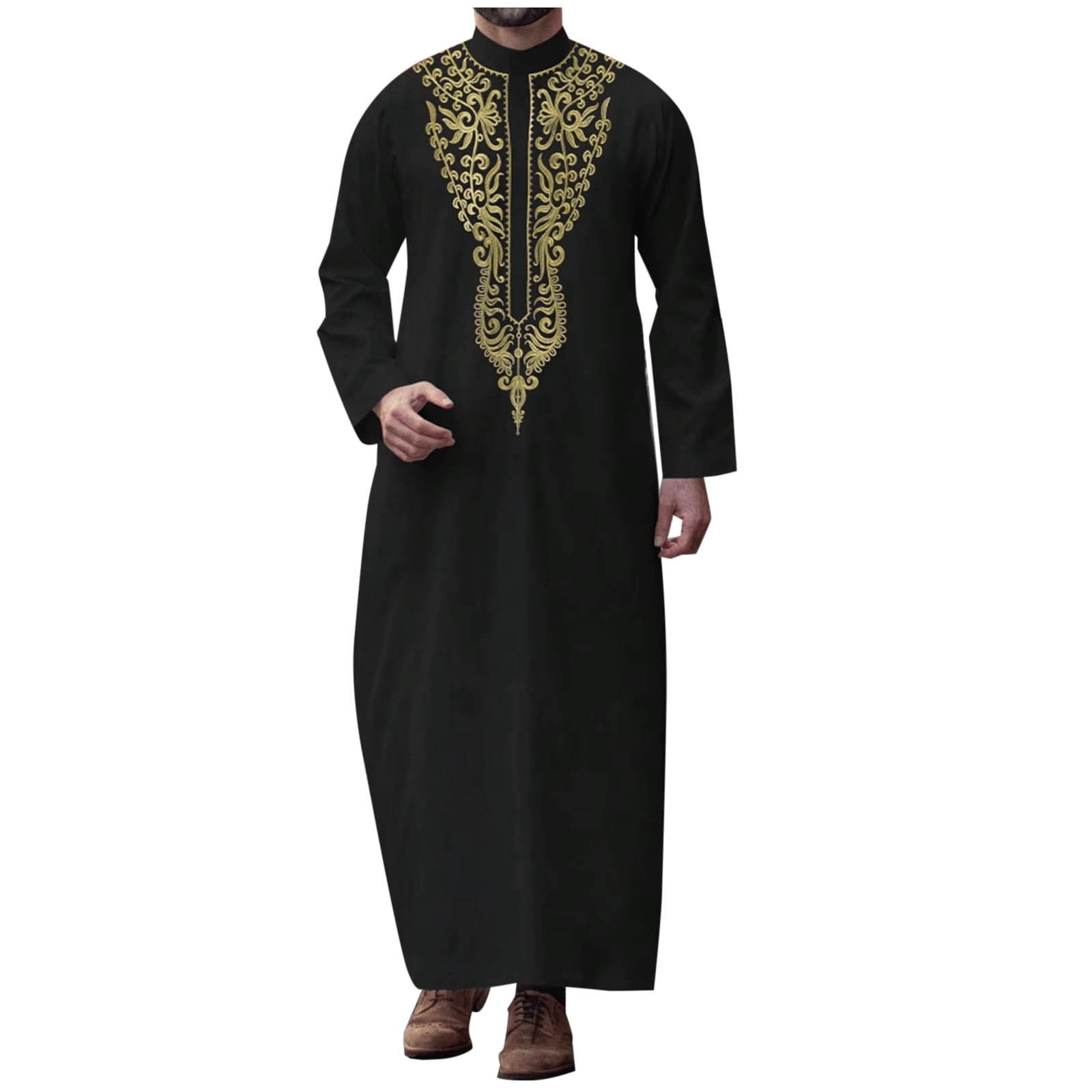BinBiL Muslim Robe for Men Arab Long Sleeve Kaftan Islamic Arabic Abaya ...