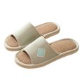 thumbnail image 1 of BinBiL New Couple Home Chinese Wind Open Linen Slippers Spring and Summer Home Cotton Linen Non-slip Wooden Slippers, 1 of 4