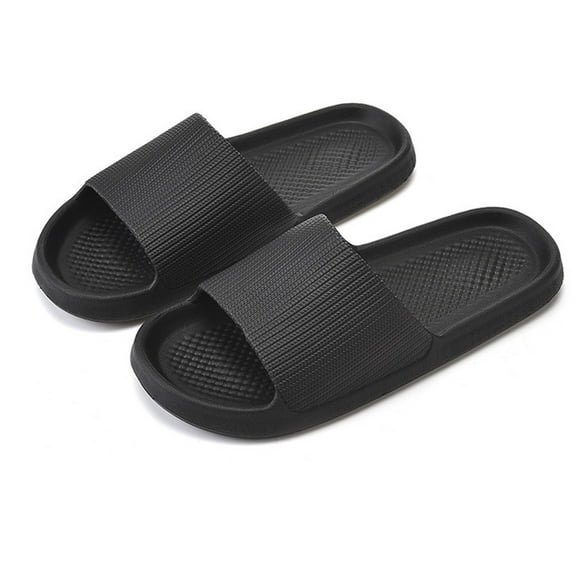 BinBiL Pillow Slippers for Women and Men | House Slides Shower Sandals | Cushioned Thick Sole Black 10(44)