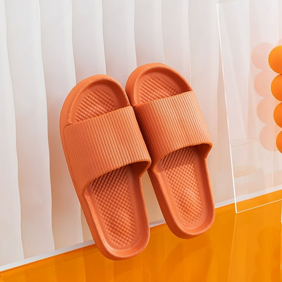 BinBiL Pillow Slippers for Women and Men | House Slides Shower Sandals | Cushioned Thick Sole Orange 7.5(40)
