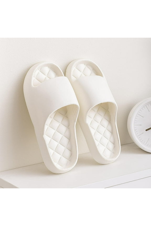Pillow Slippers for Women and Men | House Slides Shower Sandals | Cushioned Thick Sole White-D 39