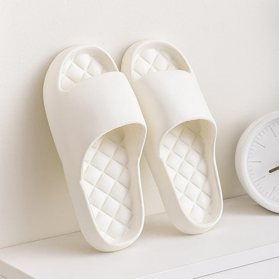 BinBiL Pillow Slippers for Women and Men | House Slides Shower Sandals | Cushioned Thick Sole White-D 41