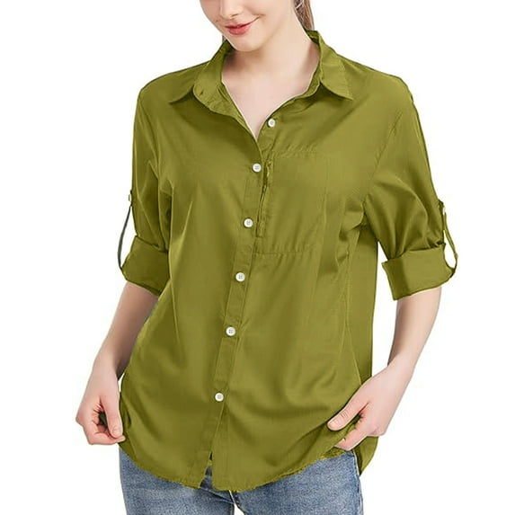 BinBiL Plus size clearance Womens Safari Sun Shirts UPF 50+ UV Sun Protection Long Sleeve Outdoor Quick Dry Fishing Hiking Gardening Shirts