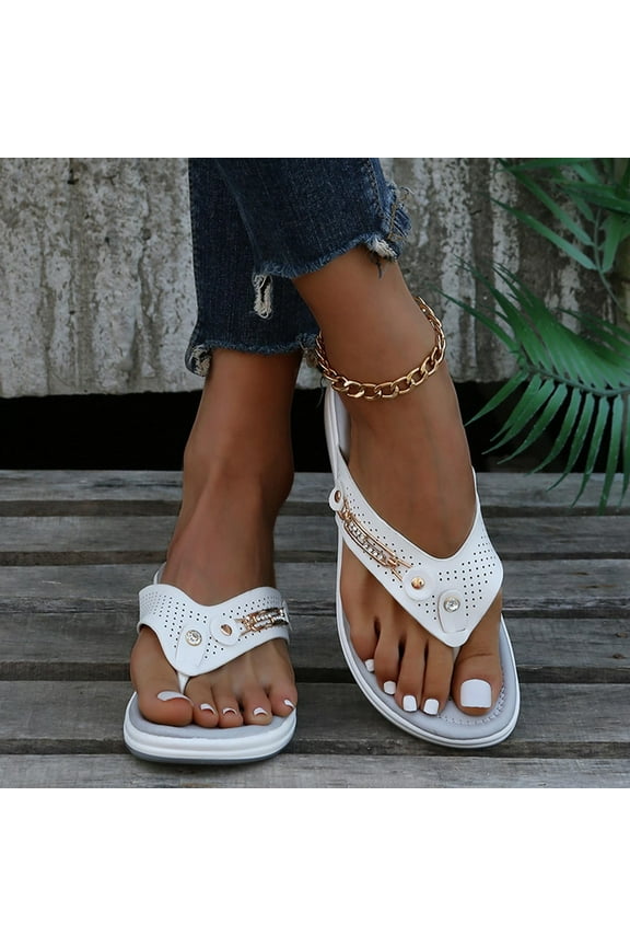 Sandals for Women Wedge Shoes: Summer Womens Platform Flip Flops Comfortable Casual Dressy Wedges Sandal White 7.5(40)