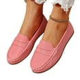 thumbnail image 1 of BinBiL Shoes Loafers for Women Classic Leather Loafers Casual Slip-On Boat Shoes ComfortWalking Moccasins Soft Sole Shoes Pink 9(42), 1 of 7