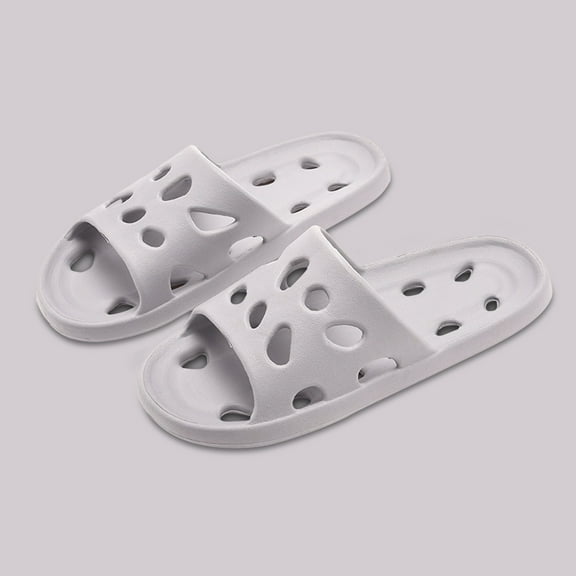BinBiL Shower Shoes Quick Dry Non-Slip Bathroom Slippers for Men Women Dorm Home Slides Gray-C 44-45