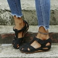 thumbnail image 1 of BinBiL Wedge Sandals for Women Dressy: Summer Low Wedges Comfortable Open Toe Sandals Black 4.5(35), 1 of 9