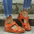 thumbnail image 1 of BinBiL Wedge Sandals for Women Dressy: Summer Low Wedges Comfortable Open Toe Sandals Orange 9.5(43), 1 of 9