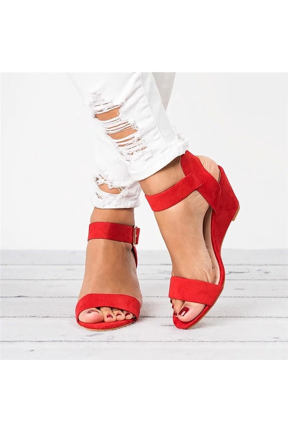 Wedge Sandals for Women Platform Sandals Open Toe Wedge Heels Casual Summer Sandals Red 9(42)