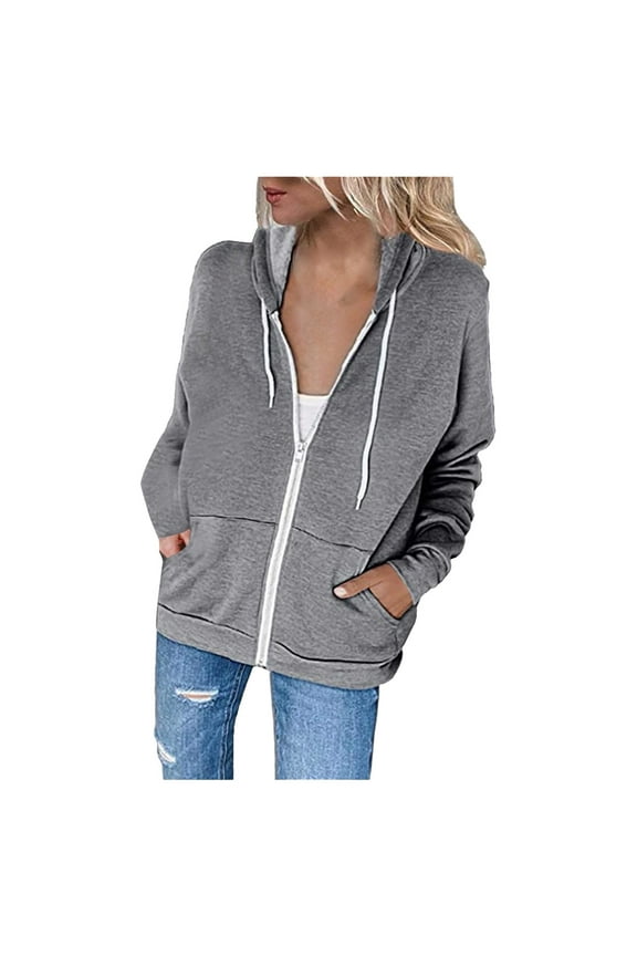 Women Cardigan ClearanceWomens Hoodie Full Zip Long Sleeve Lightweight Sweatshirts Pockets Jacket Coat