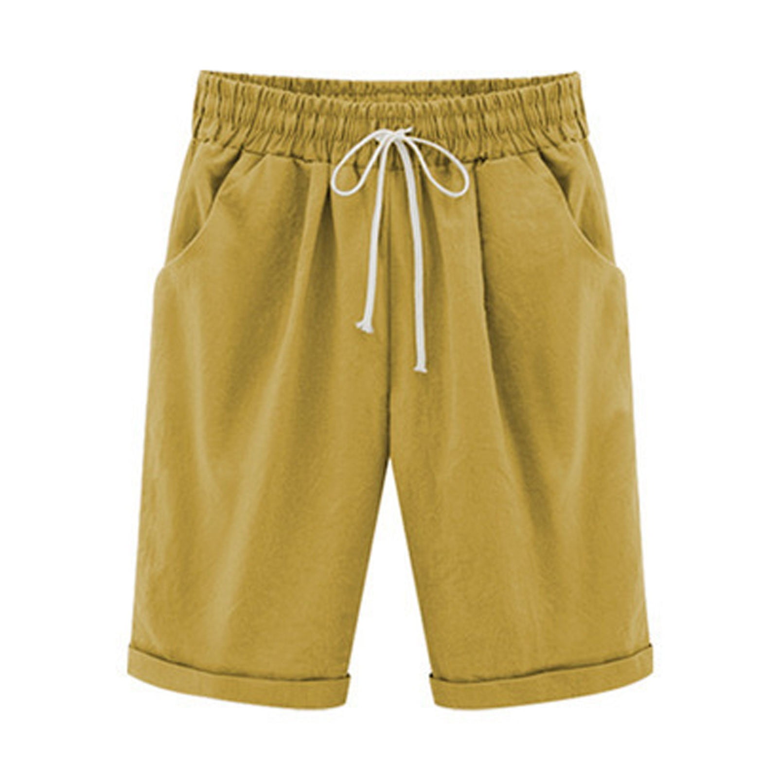 HVEPUO Damen-Sommer-Shorts – Elastische High-Waist, Bequem, Mit Taschen, Lässiger Look